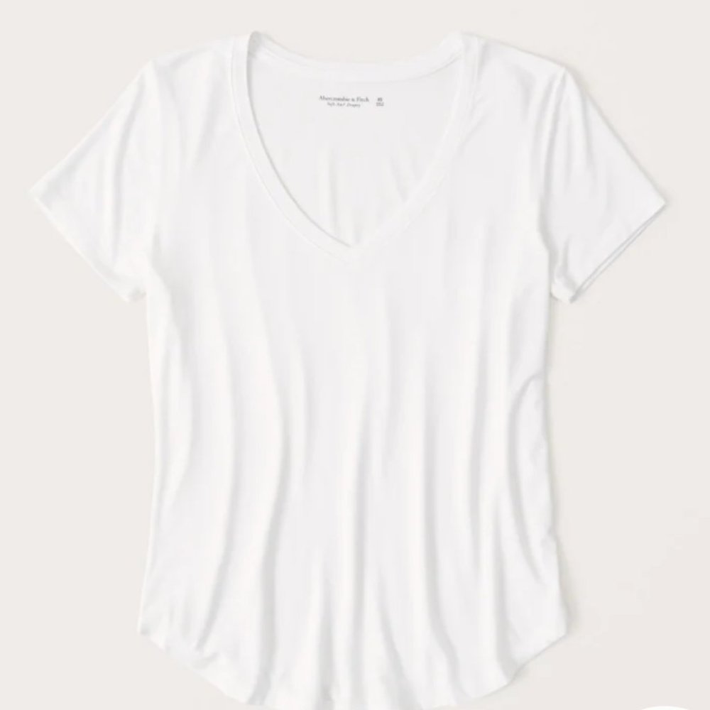 Abercrombie and Fitch Drapey V-Neck Tee White XS